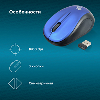 Мышь Оклик 665MW черный/синий оптическая (1600dpi) беспроводная USB для ноутбука (3but) в Максэлектро