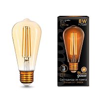 Лампа светодиодная филаментная Black Filament 8Вт ST64 золотая 2400К тепл. бел. E27 740лм GAUSS 157802008 в Максэлектро