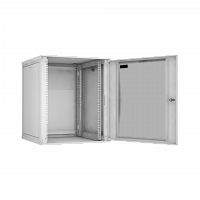 Настенный разборный шкаф TLK 19", 15U, стеклянная дверь, Ш600хВ703хГ600мм, 2 пары монтажных направляющих, серый в Максэлектро