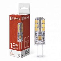 Лампа светодиодная LED-JC 1.5Вт капсульная прозрачная 4000К нейтр. бел. G4 150лм 12В IN HOME 4690612035963 в Максэлектро
