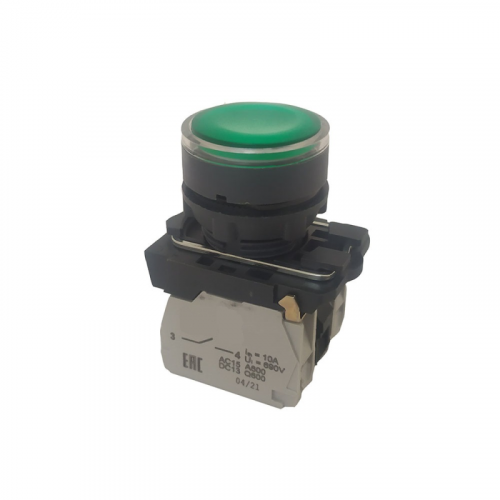 Кнопка КМЕ4122мЛ-24В-зеленый-2но+2нз-цилиндр-индикатор-IP40 КЭАЗ 274302 в Максэлектро