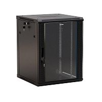 Шкаф настенный TWB-0966-GP-RAL9004 19дюйм 9U 500х600х600мм стеклян. дверь черн. Hyperline 392631 в Максэлектро