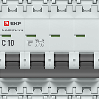 Выключатель автоматический модульный 4п C 10А 6кА ВА 47-63N PROxima EKF M636410C в Максэлектро