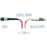 Патчкорд оптический MPO/UPC-8LC/UPC, DPX, MM (50/125 OM4), 10 метров в Максэлектро
