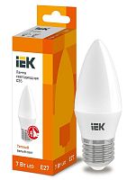 Лампа светодиодная ECO C35 7Вт свеча 3000К E27 230В IEK LLE-C35-7-230-30-E27 в Максэлектро