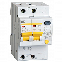 Выключатель автоматический дифференциального тока 2п C 25А 10мА тип AC 4.5кА АД-12 IEK MAD10-2-025-C в Максэлектро