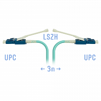 Патчкорд оптический LC/UPC-LC/UPC MM (OM3) Duplex (HD) 3 метрa, 2мм в Максэлектро