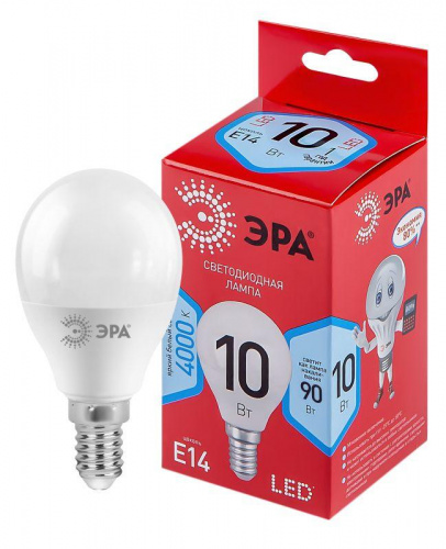 Лампа светодиодная RED LINE LED P45-10W-840-E14 R 10Вт P45 шар 4000К нейтр. бел. E14 Эра Б0050233 в Максэлектро