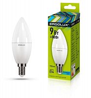 Лампа светодиодная LED-C35-9W-E14-4К 9Вт свеча 4000К нейтр. бел. E14 172-265В Ergolux 13168 в Максэлектро