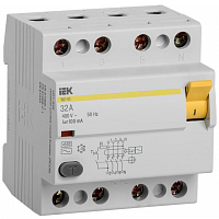 Выключатель дифференциального тока (УЗО) 4п 32А 100мА тип AC ВД1-63 IEK MDV10-4-032-100 в Максэлектро