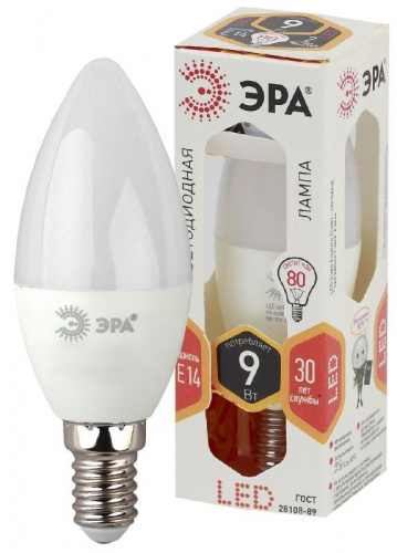 Лампа светодиодная B35-9w-827-E14 свеча 720лм ЭРА Б0027969 в Максэлектро