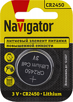 Элемент питания литиевый CR2450 93 824 NBT-CR2450-BP1 (блист.1шт) NAVIGATOR 93824 в Максэлектро