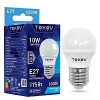 Лампа светодиодная 10Вт G45 6500К Е27 176-264В TOKOV ELECTRIC TKE-G45-E27-10-6.5K в Максэлектро