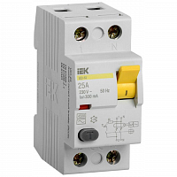 Выключатель дифференциального тока (УЗО) 2п 25А 300мА тип AC ВД1-63 IEK MDV10-2-025-300 в Максэлектро