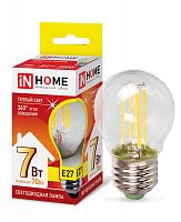 Лампа светодиодная LED-ШАР-deco 7Вт шар прозрачная 3000К тепл. бел. E27 810лм 230В IN HOME 4690612016320 в Максэлектро