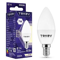 Лампа светодиодная 7Вт С37 3000К Е14 176-264В TOKOV ELECTRIC TKE-C37-E14-7-3K в Максэлектро