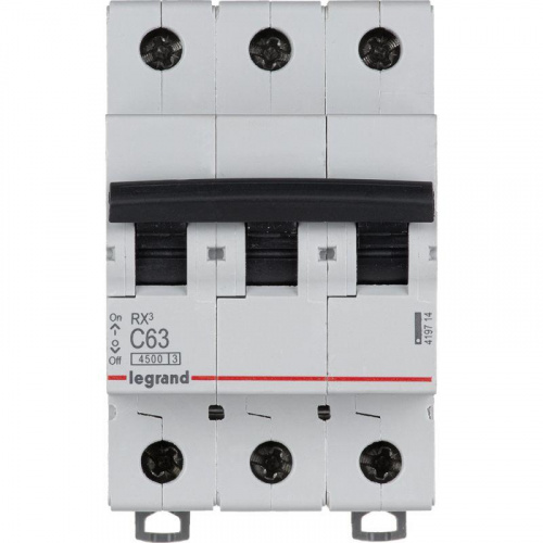Выключатель автоматический модульный 3п C 63А 4.5кА RX3 Leg 419714 в Максэлектро