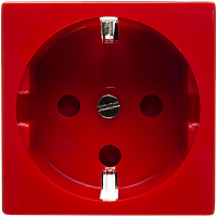 Розетка электрическая 2К+З со шторками и замком (красный) в Максэлектро