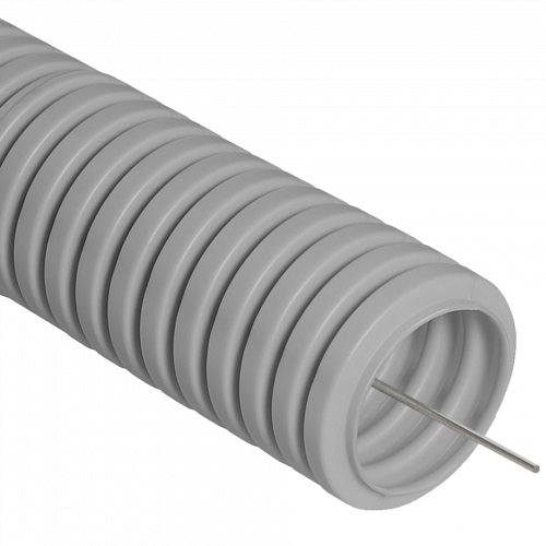 Труба гофрированная ПВХ серая с/з d32 мм (25м) Строитель (033225) в Максэлектро