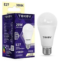 Лампа светодиодная 20Вт А60 3000К Е27 176-264В TOKOV ELECTRIC TKE-A60-E27-20-3K в Максэлектро
