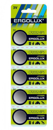 Элемент питания литиевый CR2032 BL-5 3В (блист.5шт) Ergolux 12051 в Максэлектро