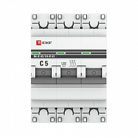 Выключатель автоматический модульный 3п C 5А 4.5кА ВА 47-63 PROxima EKF mcb4763-3-05C-pro в Максэлектро