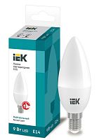 Лампа светодиодная Eco 9Вт C35 свеча 4000К нейтр. бел. E14 230В IEK LLE-C35-9-230-40-E14 в Максэлектро
