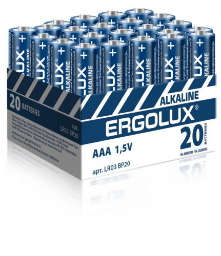 Элемент питания алкалиновый AAA/LR03 1.5В Alkaline BP-20 ПРОМО (уп.20шт) Ergolux 14674 в Максэлектро