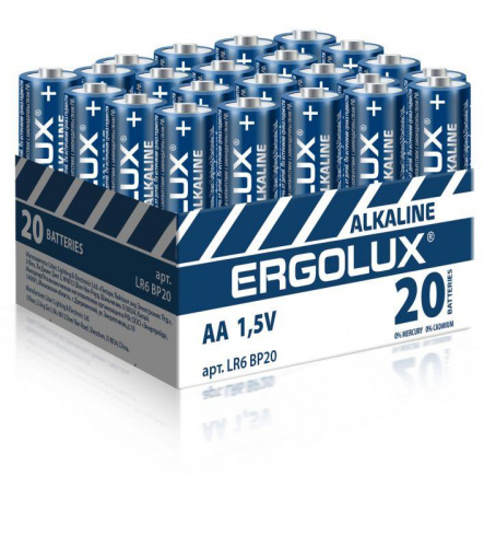 Элемент питания алкалиновый AA/LR6 1.5В Alkaline BP-20 ПРОМО (уп.20шт) Ergolux 14675 в Максэлектро