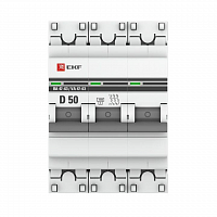 Выключатель автоматический модульный 3п D 50А 4.5кА ВА 47-63 PROxima EKF mcb4763-3-50D-pro в Максэлектро