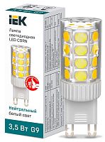 Лампа светодиодная Corn 3.5Вт капсульная 4000К нейтр. бел. G9 230В керамика IEK LLE-Corn-4-230-40-G9 в Максэлектро