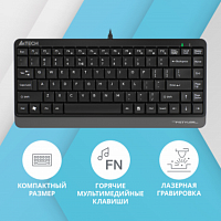 Клавиатура A4Tech Fstyler FK11 черный/серый USB slim в Максэлектро