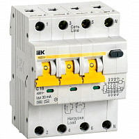 Выключатель автоматический дифференциального тока 4п (3P+N) C 16А 30мА тип A 6кА АВДТ-34 IEK MAD22-6 в Максэлектро